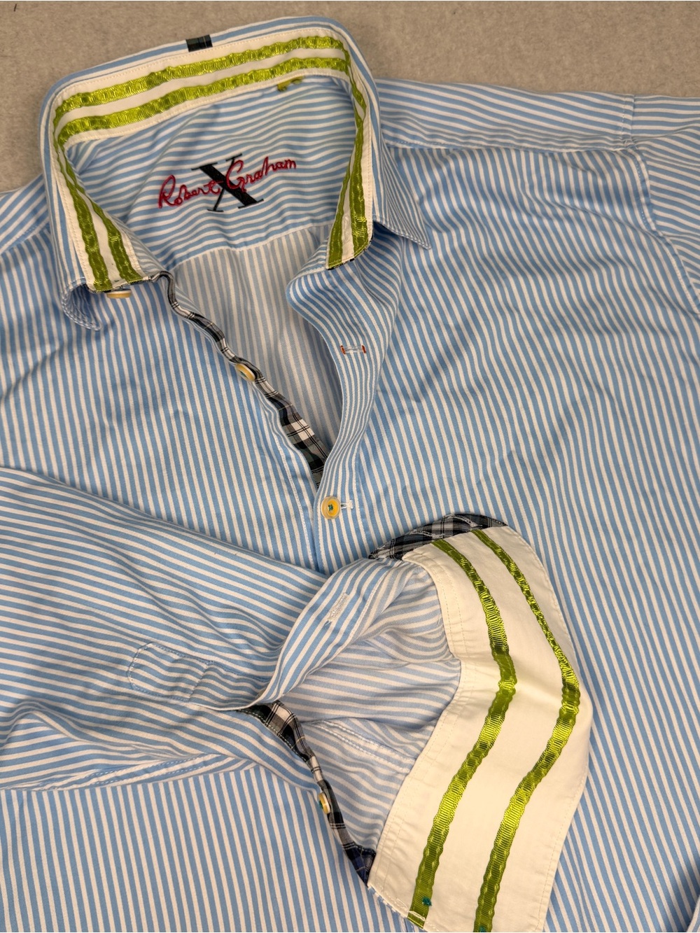 Robert Graham Blue Striped Men's Dress Shirt